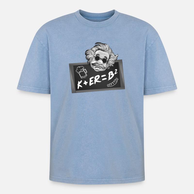 Kerb - Einfache Mathematik - Oversized Unisex Premium Acid-Washed T-Shirt - Blau Acid Wash
