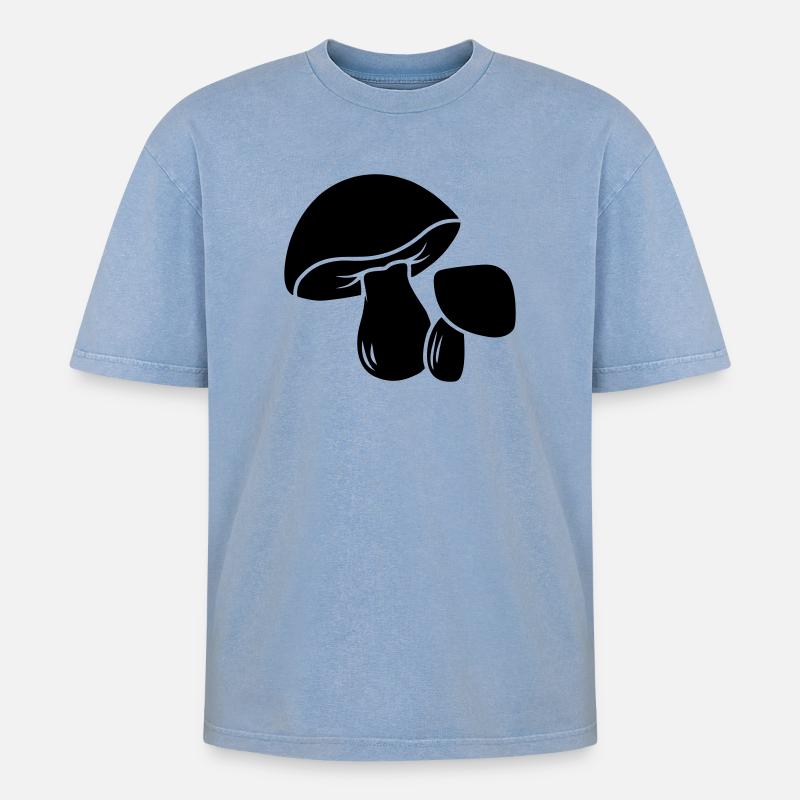 Mushroom logo - Oversized Unisex Premium Acid-Washed T-Shirt - acid washed blue