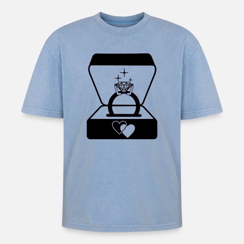 Juwelier Ehering in Box - Oversized Unisex Premium Acid-Washed T-Shirt - Blau Acid Wash