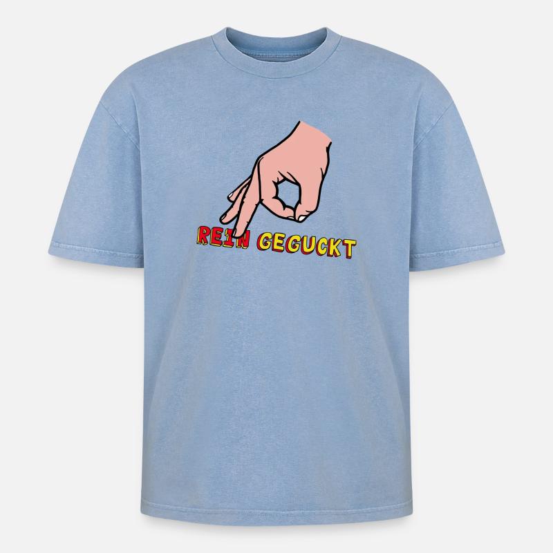 Comic-Hand Zeigefinger mit Retro Text - Oversized Unisex Premium Acid-Washed T-Shirt - Blau Acid Wash