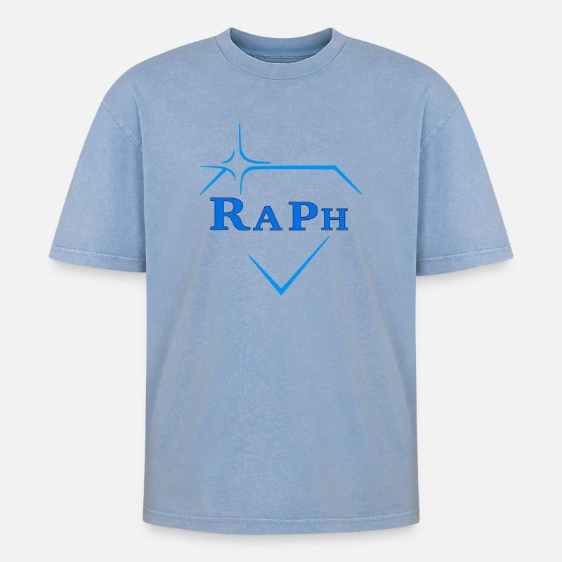 Raph - T-shirt Premium unisexe oversize acid-washed - bleu délavé acide