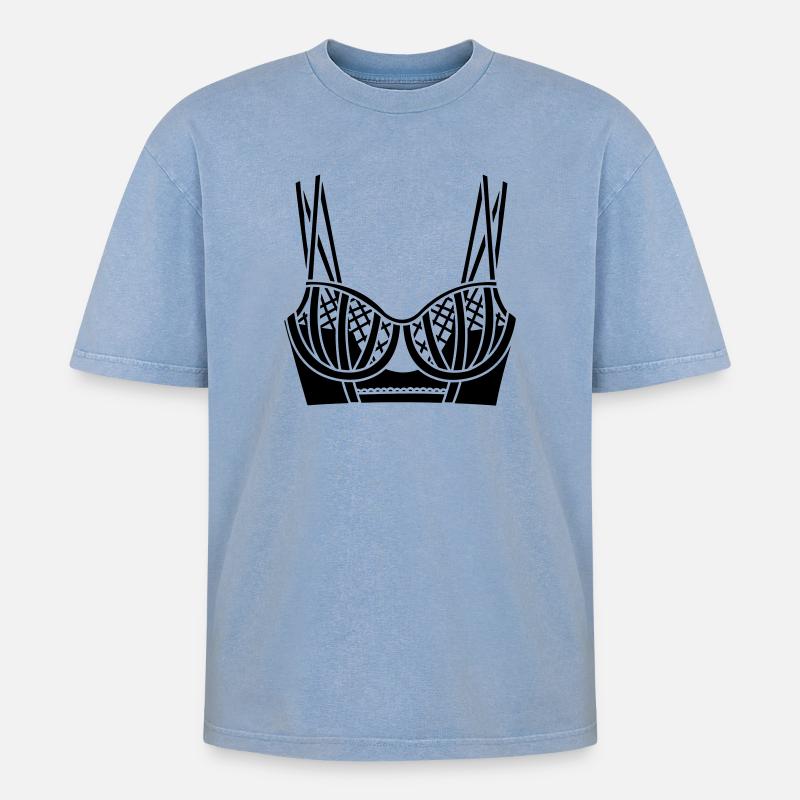 BH-Dessous-Logo für Geschäft oder Verkäufer - Oversized Unisex Premium Acid-Washed T-Shirt - Blau Acid Wash