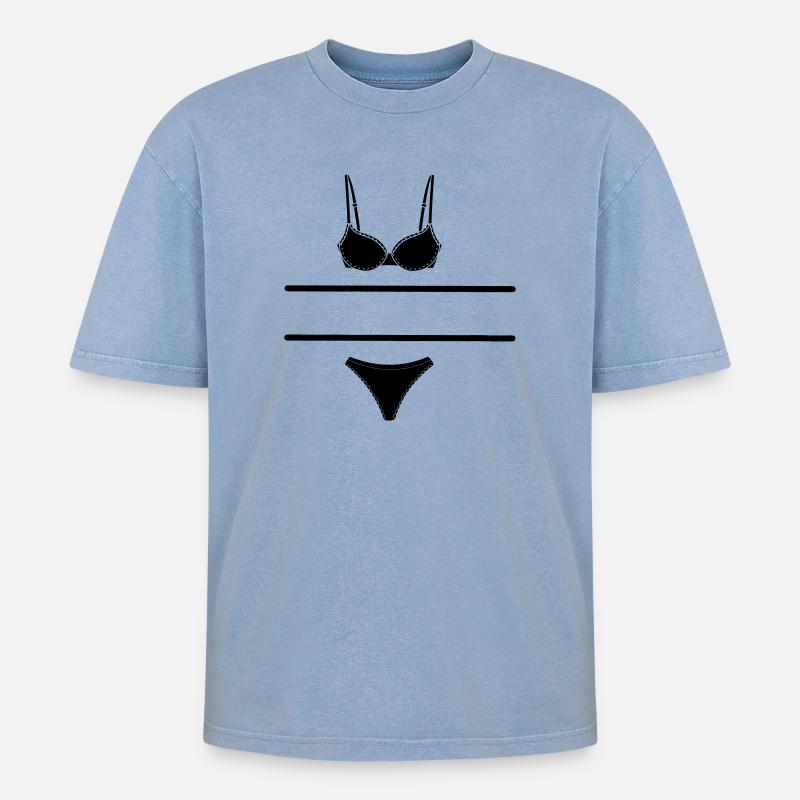 Dessous-Logo für Laden- oder Marktstandverkäufer - Oversized Unisex Premium Acid-Washed T-Shirt - Blau Acid Wash