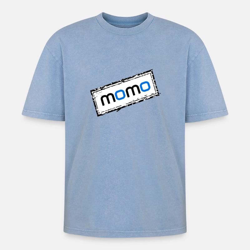 Momo - Oversized Unisex Premium Acid-Washed T-Shirt - Blau Acid Wash