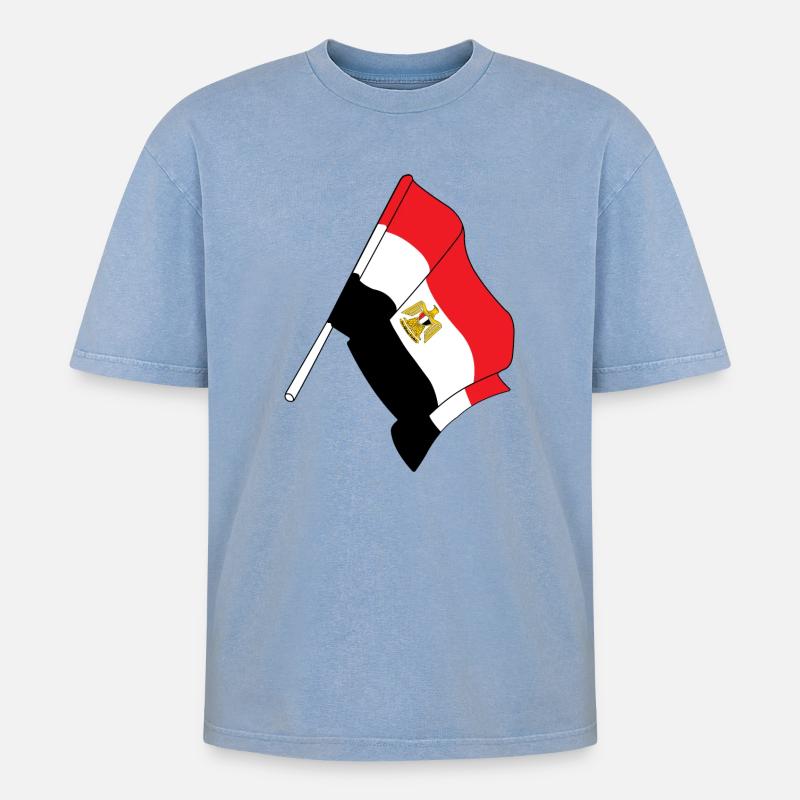 Drapeau : Égypte - T-shirt Premium unisexe oversize acid-washed - bleu délavé acide