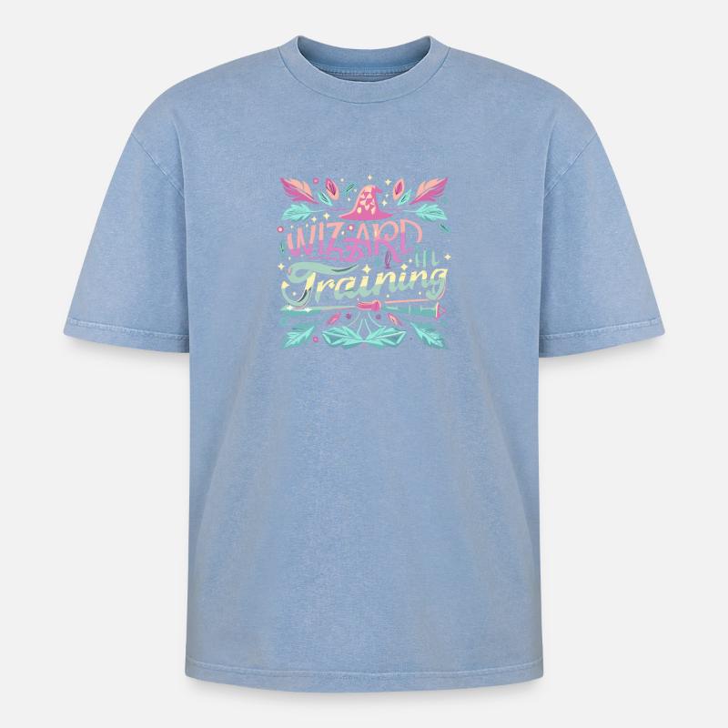 Wizard in Training - Oversized Unisex Premium Acid-Washed T-Shirt - acid washed blue