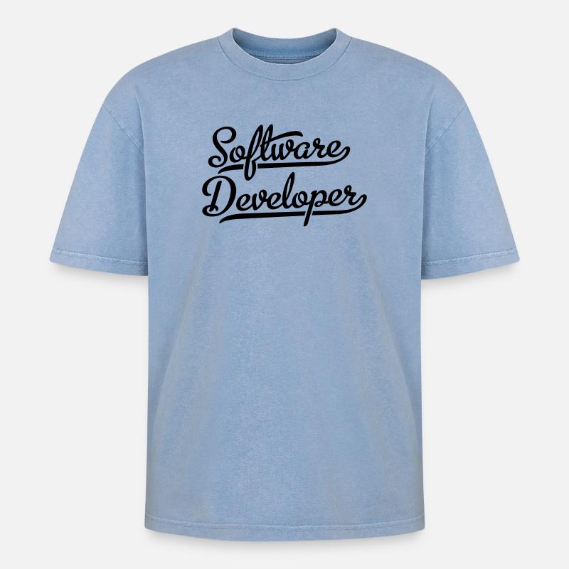 Software developers - Oversized Unisex Premium Acid-Washed T-Shirt - acid washed blue