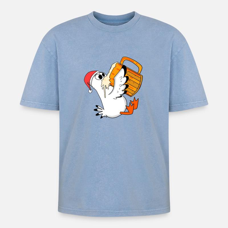 Möwe Bier Weihnachten - Oversized Unisex Premium Acid-Washed T-Shirt - Blau Acid Wash