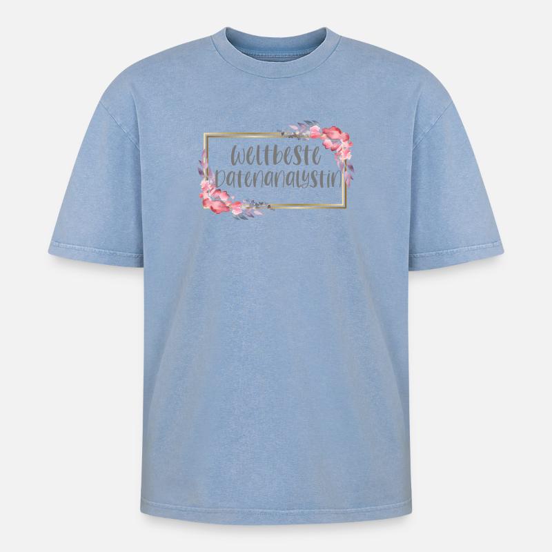 Datenanalystin Datenanalyse Geschenk - Oversized Unisex Premium Acid-Washed T-Shirt - Blau Acid Wash