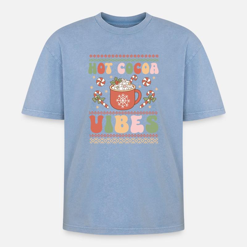 Hässlicher Weihnachtspullover - Oversized Unisex Premium Acid-Washed T-Shirt - Blau Acid Wash