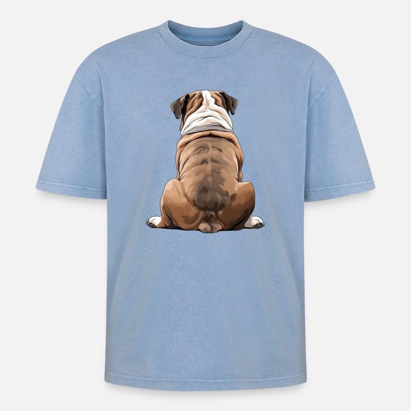 Bulldogge - Oversized Unisex Premium Acid-Washed T-Shirt - Blau Acid Wash