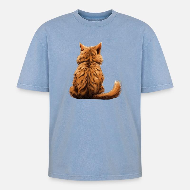 Pixie Bob - Oversized Unisex Premium Acid-Washed T-Shirt - Blau Acid Wash