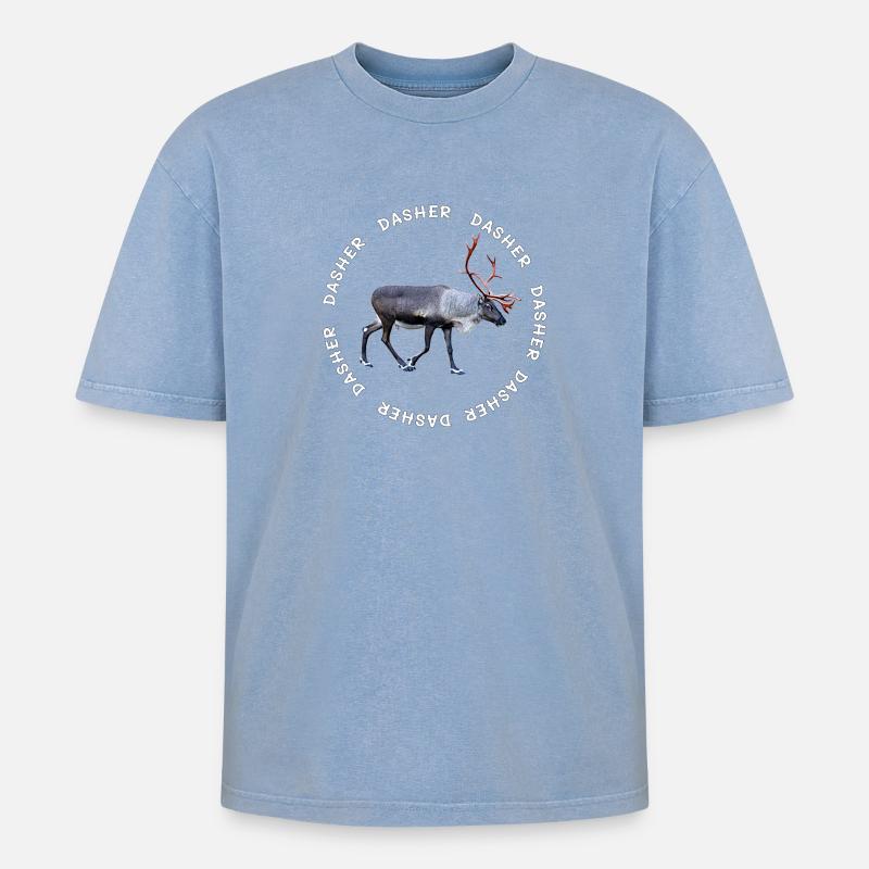DASHER - Oversized Unisex Premium Acid-Washed T-Shirt - Blau Acid Wash
