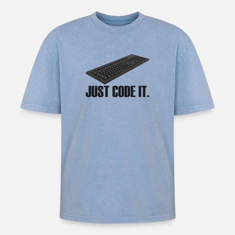 Il suffit de le coder - T-shirt Premium unisexe oversize acid-washed - bleu délavé acide