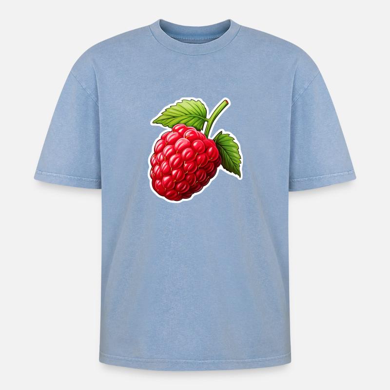 Raspberry single - Oversized Unisex Premium Acid-Washed T-Shirt - acid washed blue