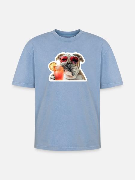 bully drinking cocktail - Oversized Unisex Premium Acid-Washed T-Shirt - acid washed blue