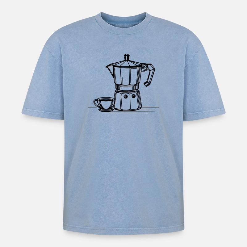 Bialetti - Oversized Unisex Premium Acid-Washed T-Shirt - Blau Acid Wash