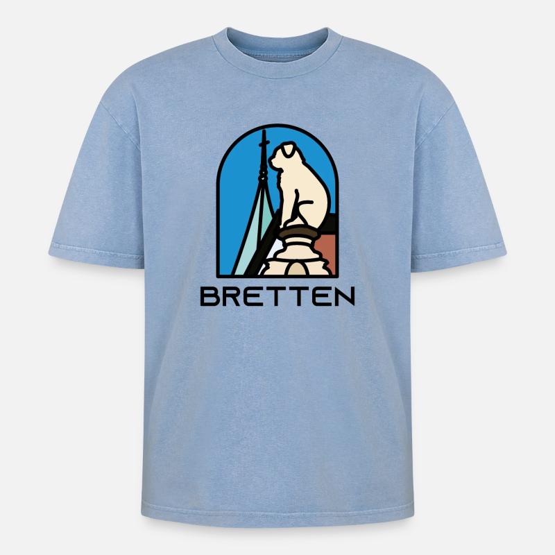Bretten - Brettener Hundle - Oversized Unisex Premium Acid-Washed T-Shirt - Blau Acid Wash