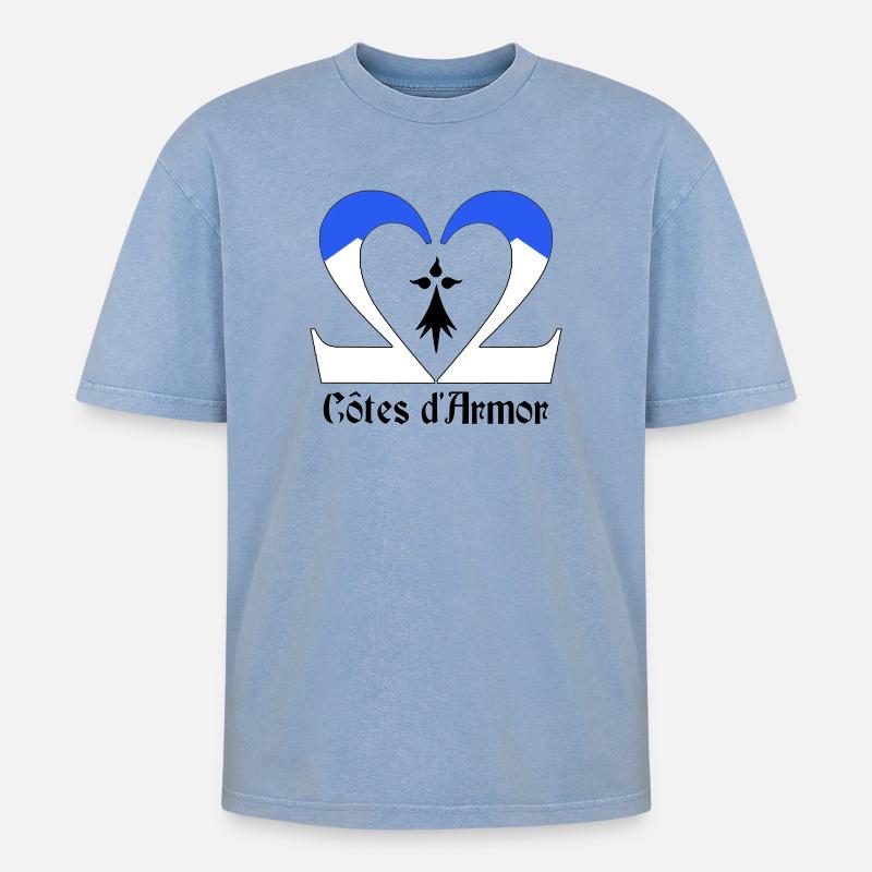 Côtes d'Armor - Oversized Unisex Premium Acid-Washed T-Shirt - Blau Acid Wash