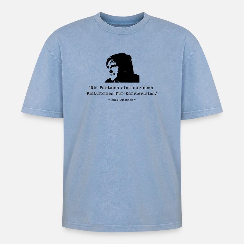 Dutschke Parteien - Oversized Unisex Premium Acid-Washed T-Shirt - Blau Acid Wash