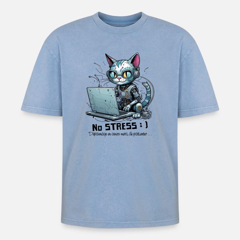 Geekiger Computer-Chat, Computer-Humor - Oversized Unisex Premium Acid-Washed T-Shirt - Blau Acid Wash
