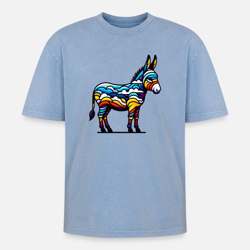 Esel, Schnuller, Maultier - Oversized Unisex Premium Acid-Washed T-Shirt - Blau Acid Wash