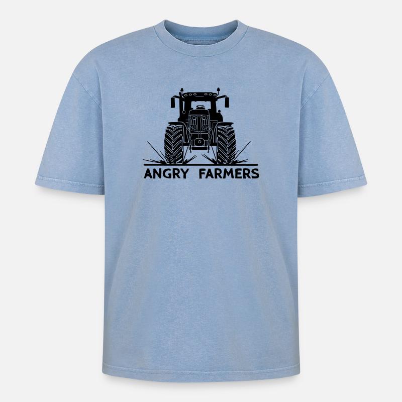 Tractor protest Angry farmers - Oversized Unisex Premium Acid-Washed T-Shirt - acid washed blue