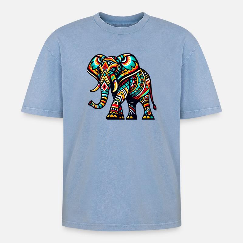 Éléphant - T-shirt Premium unisexe oversize acid-washed - bleu délavé acide