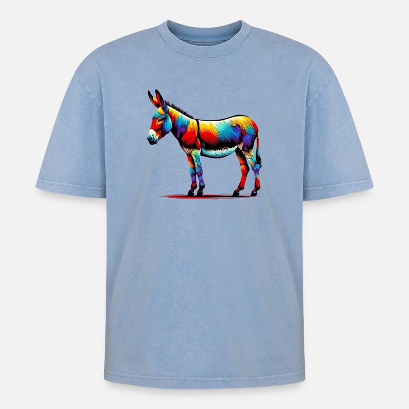 Donkey, Pacifier, Mule - Oversized Unisex Premium Acid-Washed T-Shirt - acid washed blue