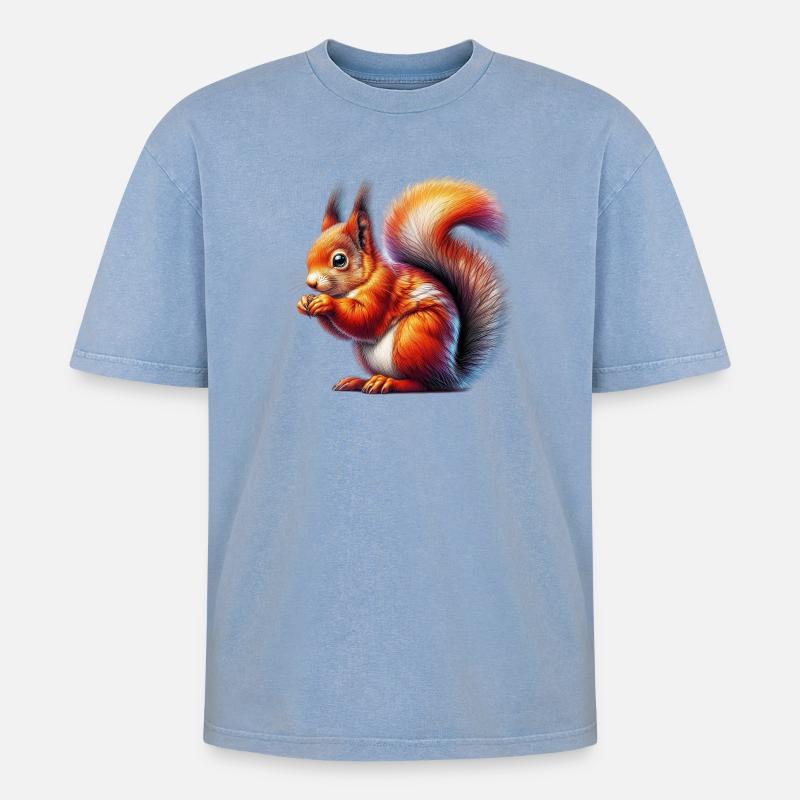 Eichhörnchen - Oversized Unisex Premium Acid-Washed T-Shirt - Blau Acid Wash
