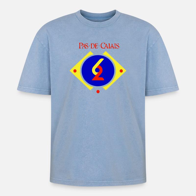 Pas de Calais - T-shirt Premium unisexe oversize acid-washed - bleu délavé acide