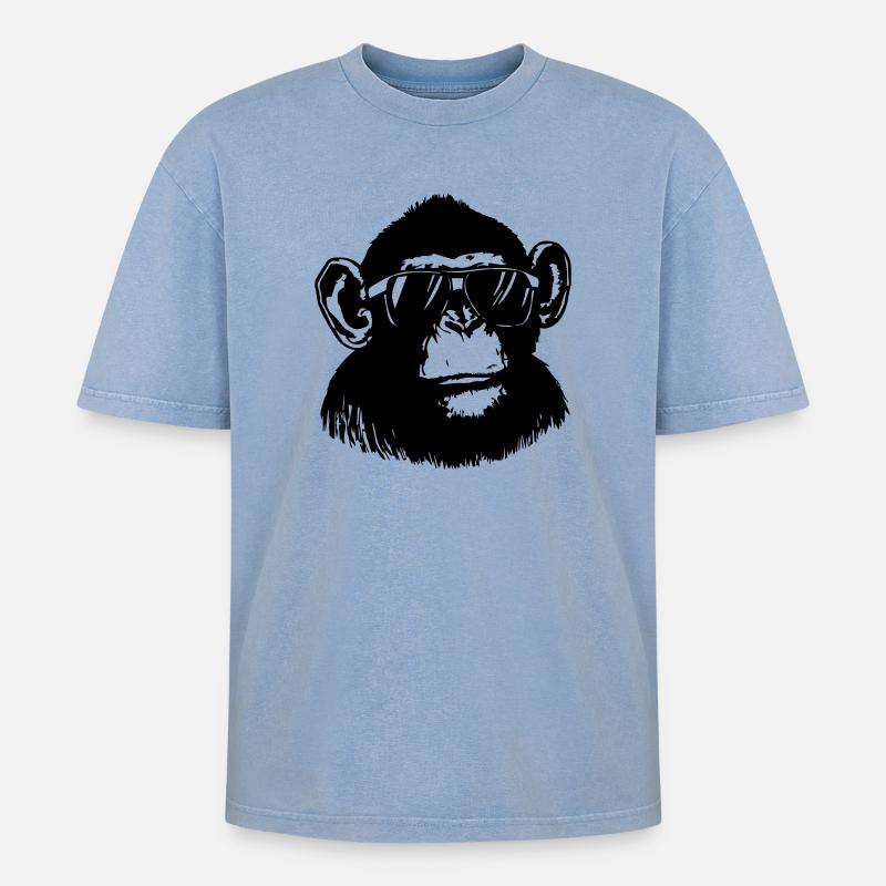 Singe cool - T-shirt Premium unisexe oversize acid-washed - bleu délavé acide