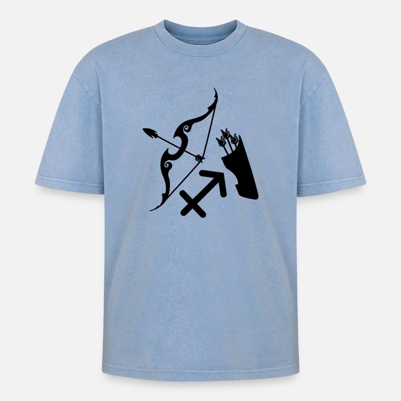 Sternzeichen Schütze - Oversized Unisex Premium Acid-Washed T-Shirt - Blau Acid Wash