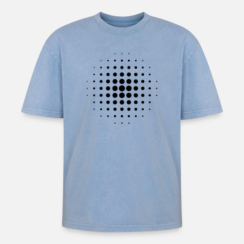 Rasterpunkte - Oversized Unisex Premium Acid-Washed T-Shirt - Blau Acid Wash
