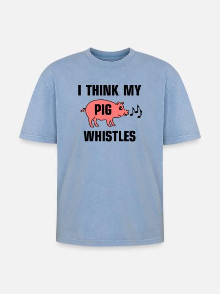 I think my pig whistles - Oversized Unisex Premium Acid-Washed T-Shirt - acid washed blue