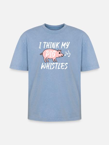 I think my pig whistles - Oversized Unisex Premium Acid-Washed T-Shirt - acid washed blue