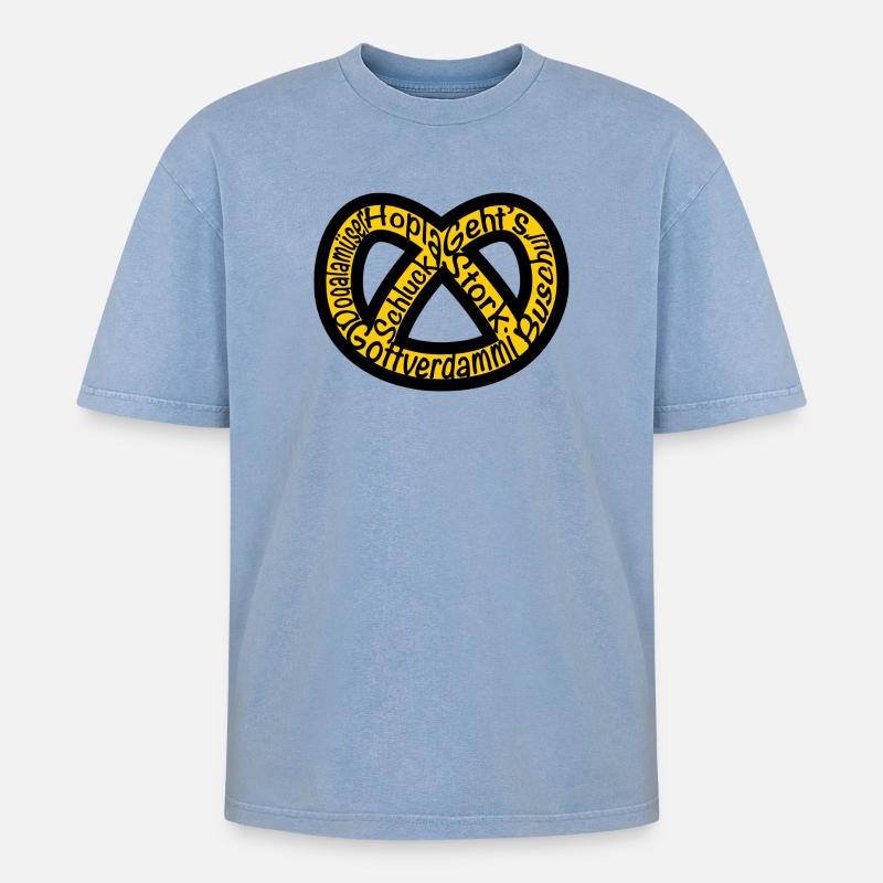 Bretzel Alsace Expression - T-shirt Premium unisexe oversize acid-washed - bleu délavé acide