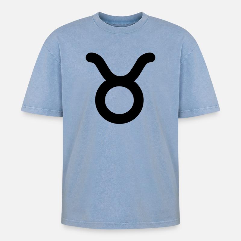Sternzeichen Stier - Oversized Unisex Premium Acid-Washed T-Shirt - Blau Acid Wash
