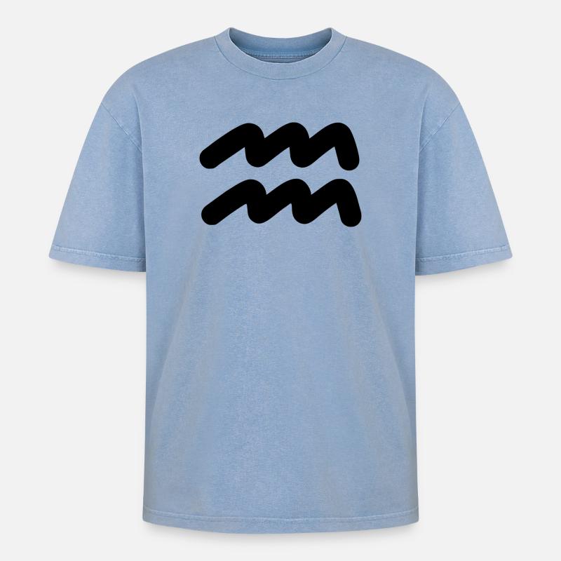 Wassermann Sternzeichen Wassermann - Oversized Unisex Premium Acid-Washed T-Shirt - Blau Acid Wash