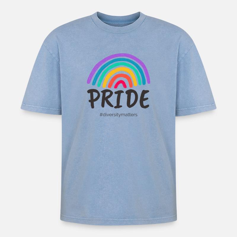 Pride noir - #diversitymatters - T-shirt Premium unisexe oversize acid-washed - bleu délavé acide