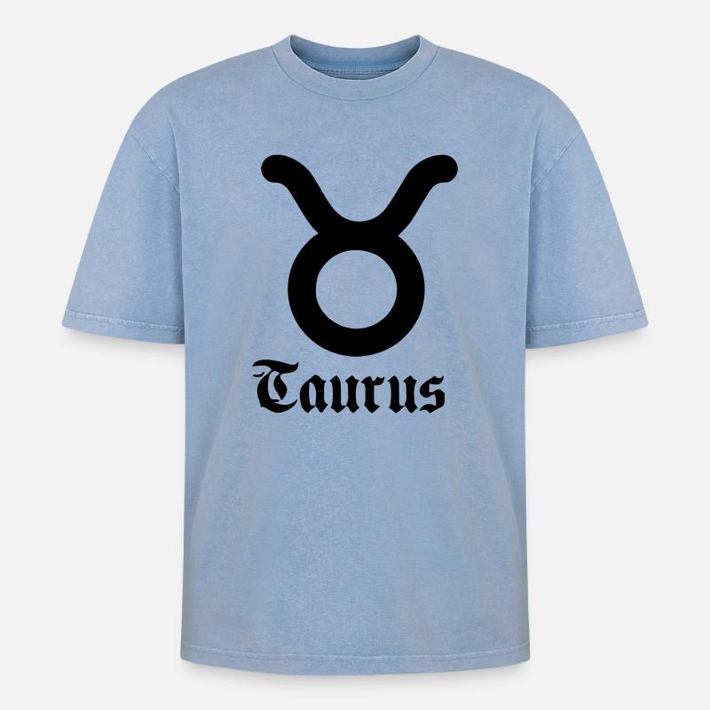 Stier Stier - Oversized Unisex Premium Acid-Washed T-Shirt - Blau Acid Wash