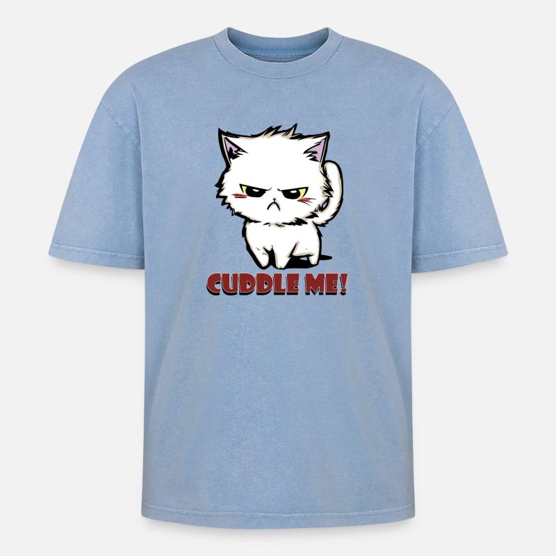 cuddle me2 - Oversized Unisex Premium Acid-Washed T-Shirt - Blau Acid Wash
