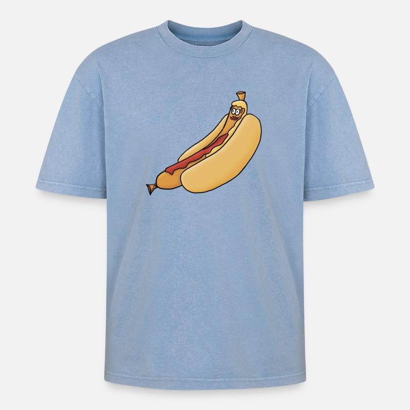Bockwurst détendu en chignon - T-shirt Premium unisexe oversize acid-washed - bleu délavé acide