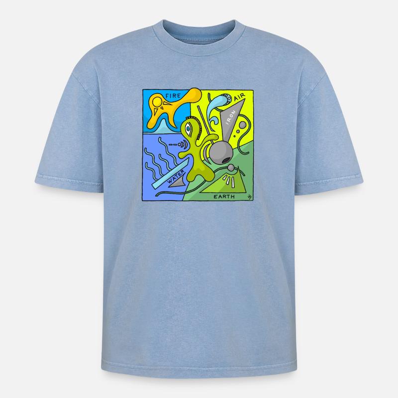 Four éléments - T-shirt Premium unisexe oversize acid-washed - bleu délavé acide