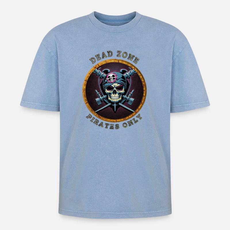 Dead Zone v5 - Oversized Unisex Premium Acid-Washed T-Shirt - Blau Acid Wash