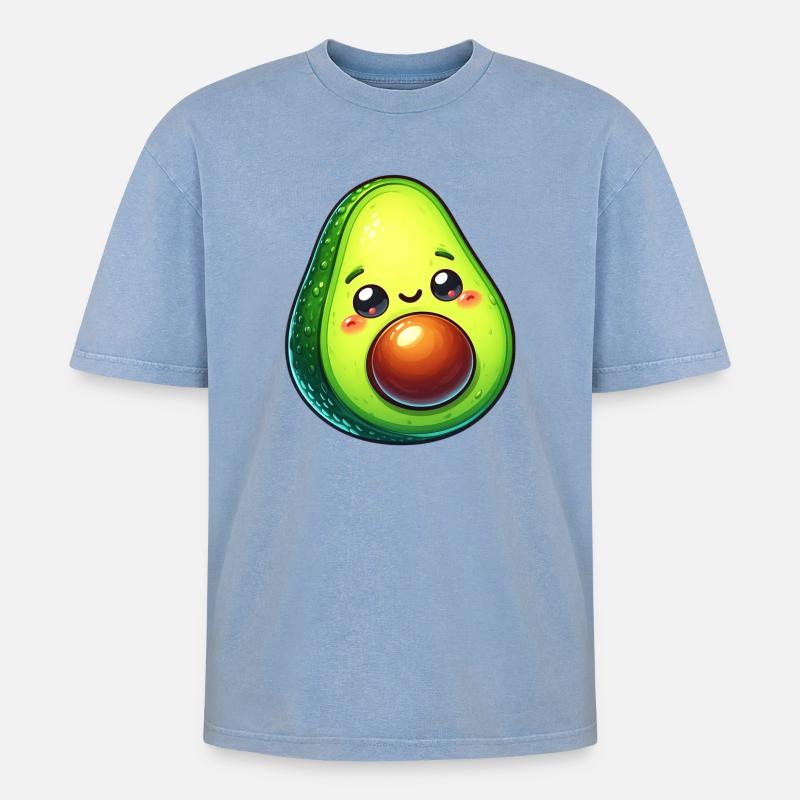 Avocado - Oversized Unisex Premium Acid-Washed T-Shirt - Blau Acid Wash