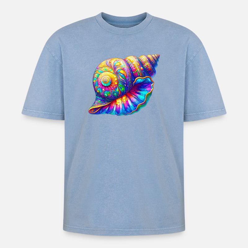 Coquille - T-shirt Premium unisexe oversize acid-washed - bleu délavé acide