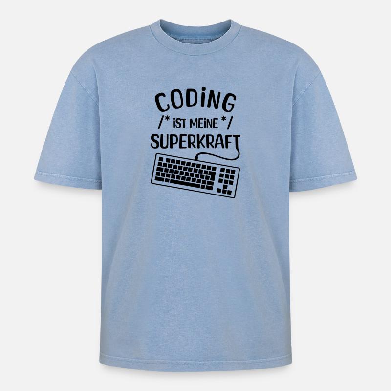 Computer Code Statement Developer Computergeek - Oversized Unisex Premium Acid-Washed T-Shirt - acid washed blue