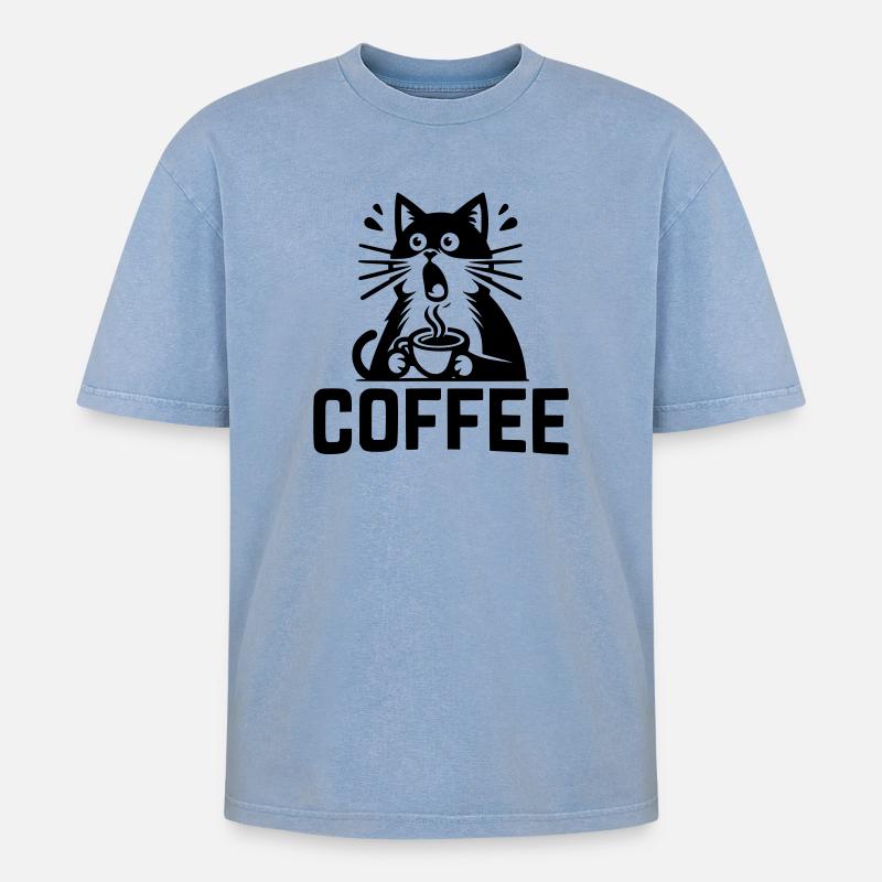 Café pour chat - T-shirt Premium unisexe oversize acid-washed - bleu délavé acide