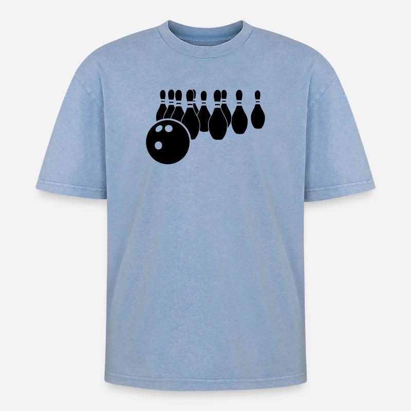 Logo de bowling - T-shirt Premium unisexe oversize acid-washed - bleu délavé acide